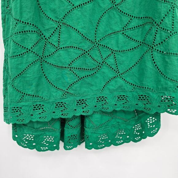 CAbi Women's Gemma Eyelet High Low Ruffle Tank Top Blouse Green Size XS - Picture 6 of 9